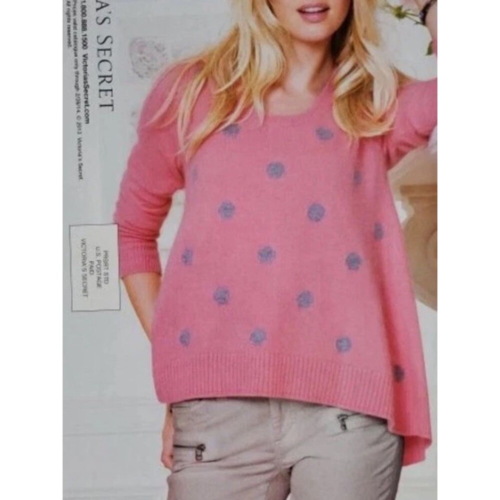 Victoria’s Secret Pink Angora Sweater XS Polka Dot Swing Trapeze Oversized Knit
